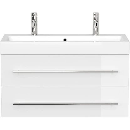 Posseik Doppel-Waschplatz Livono Weiß Hochglanz 2-teilig 5 Posseik Doppel-Waschplatz Livono Weiß Hochglanz 2-teilig – Bild 5