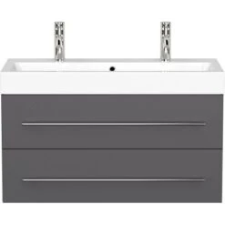 Posseik Doppel-Waschplatz Livono Anthrazit Seidenglanz 2-teilig -Wenko Verkäufe 9602 4873 LIVONO000104DE 5