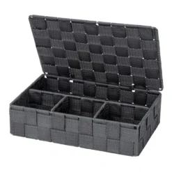 Wenko Aufbewahrungskorb Mit Deckel Adria Dunkelgrau Polypropylen 26 X 7 X 17 Cm -Wenko Verkäufe 96592 sb freisteller de 04