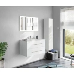 Posseik Badmöbel-Set Homeline 100 Cm Weiß Hochglanz 3-teilig