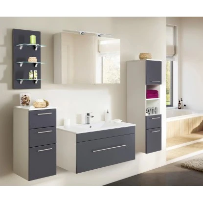 Posseik Badmöbel-Set Viva 100 Cm Anthrazit Seidenglanz 5-teilig 1 Posseik Badmöbel-Set Viva 100 Cm Anthrazit Seidenglanz 5-teilig
