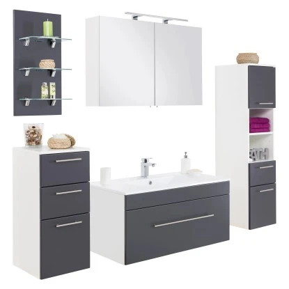 Posseik Badmöbel-Set Viva 100 Cm Anthrazit Seidenglanz 5-teilig 3 Posseik Badmöbel-Set Viva 100 Cm Anthrazit Seidenglanz 5-teilig – Bild 3