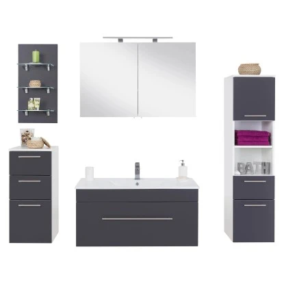 Posseik Badmöbel-Set Viva 100 Cm Anthrazit Seidenglanz 5-teilig 4 Posseik Badmöbel-Set Viva 100 Cm Anthrazit Seidenglanz 5-teilig – Bild 4