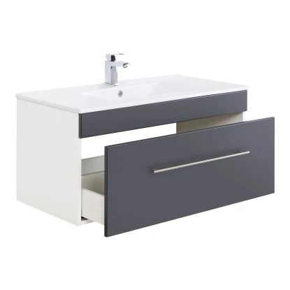 Posseik Badmöbel-Set Viva 100 Cm Anthrazit Seidenglanz 5-teilig 5 Posseik Badmöbel-Set Viva 100 Cm Anthrazit Seidenglanz 5-teilig – Bild 5