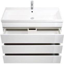 Posseik Stand-Waschplatz 100 Cm Amilia Weiß Hochglanz Mit Grifflosen Schubladen -Wenko Verkäufe ei grifflosen schubladen 6 1