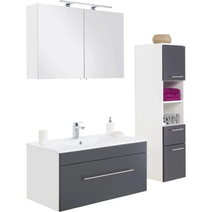Posseik Badmöbel-Set Viva 100 Cm Anthrazit Seidenglanz 3-teilig 3 Posseik Badmöbel-Set Viva 100 Cm Anthrazit Seidenglanz 3-teilig – Bild 3