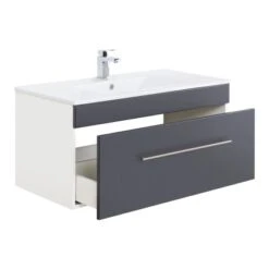 Posseik Badmöbel-Set Viva 100 Cm Anthrazit Seidenglanz 3-teilig 13 Posseik Badmöbel-Set Viva 100 Cm Anthrazit Seidenglanz 3-teilig -Wenko Verkäufe ig anthrazit seidenglanz 3