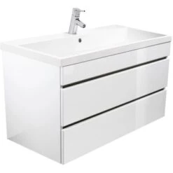 Posseik Waschplatz Amilia 100 Cm Weiß Hochglanz -Wenko Verkäufe it grifflosen schubladen 3