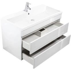 Posseik Waschplatz Amilia 100 Cm Weiß Hochglanz -Wenko Verkäufe it grifflosen schubladen 5