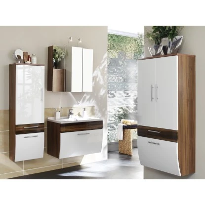 Posseik Badmöbel-Set Salona Walnuss-Weiß 4-teilig 1 Posseik Badmöbel-Set Salona Walnuss-Weiß 4-teilig