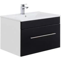 Posseik Waschplatz Viva 75 Cm Schwarz Seidenglanz